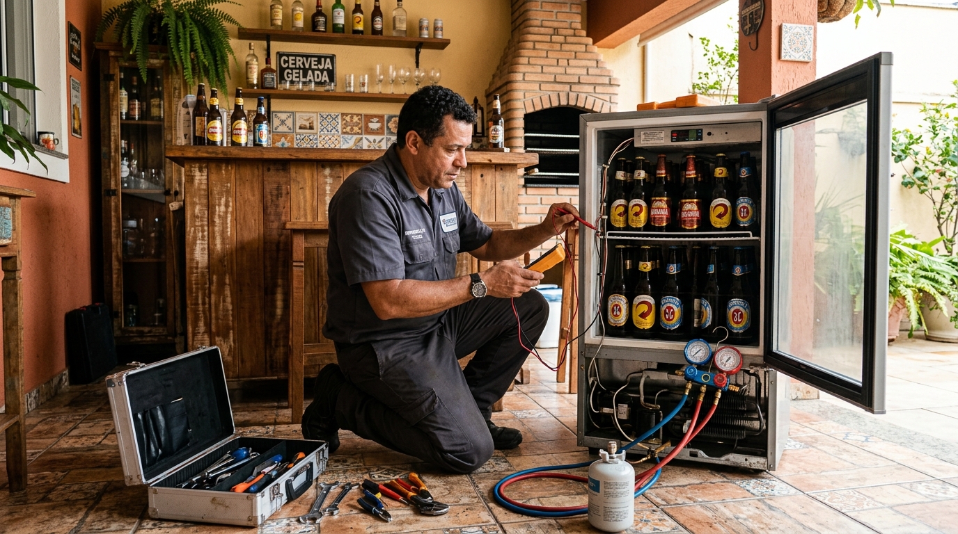 Recarga de gás refrigerante em cervejeira em atendimento em Ponta Grossa‑PR